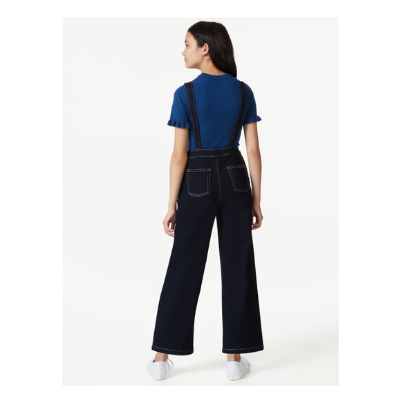 FREE ASSEMBLY KIDS GIRLS OVERALLS DARK BLUE DENIM SIZE 18 PREOWNED - Picture 4 of 15